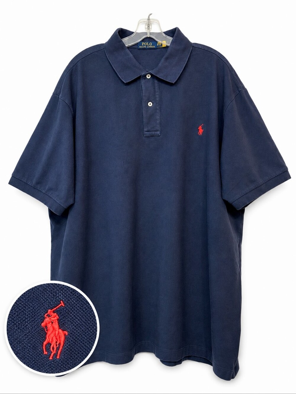 Polo Ralph Lauren Men’s 2XB Big & Tall Navy Polo Shirt Red Pony 100% Cotton